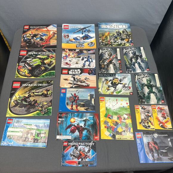 LEGO Instruction Manuals Lot 20 Mixed Racers Bionicle City Star Wars Knights Y2K - Picture 1 of 14